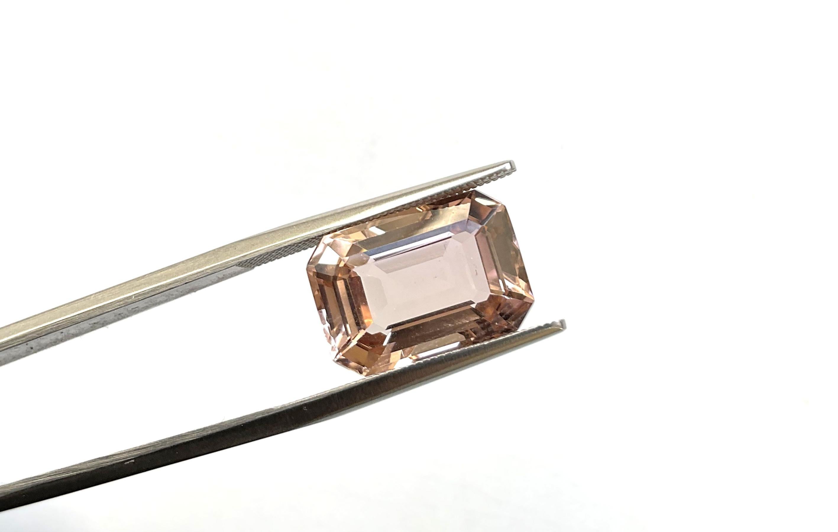 8.32 Carats Peach Tourmaline Octagon Faceted Top Quality Cut stone Natural Gem en vente 2