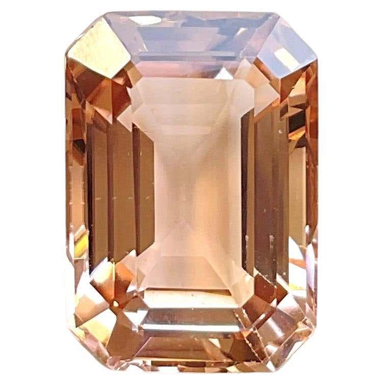 5.8ct Octagonal/Emerald Cut Orangy Pink Morganite GIA Certified Brazil ...