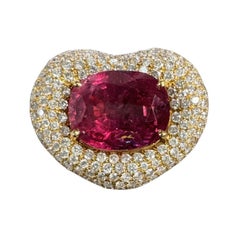 Anello moderno in oro 18 carati con rubino e diamante da 8,32 ctw No Heat