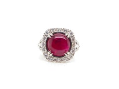 8,33 Karat GRS zertifizierter Burma Mogok No Heat Star Rubin Weißer Diamant Gold Ring