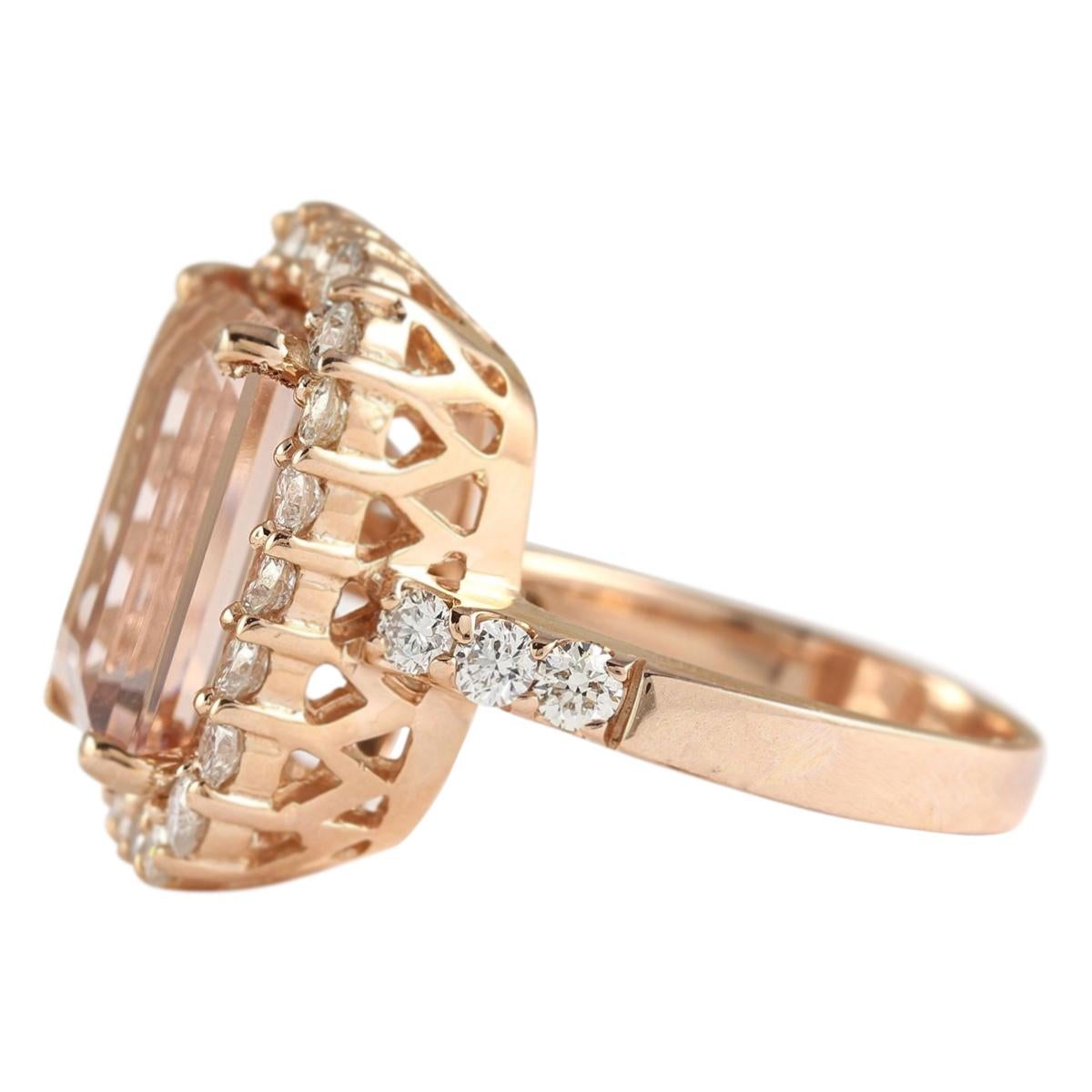8.33 Carat Natural Morganite 14 Karat Rose Gold Diamond Ring
Stamped: 14K Rose Gold
Total Ring Weight: 10.7 Grams
Total Natural Morganite Weight is 6.68 Carat (Measures: 14.00x10.00 mm)
Color: Peach
Total Natural Diamond Weight is 1.65 Carat
Color: