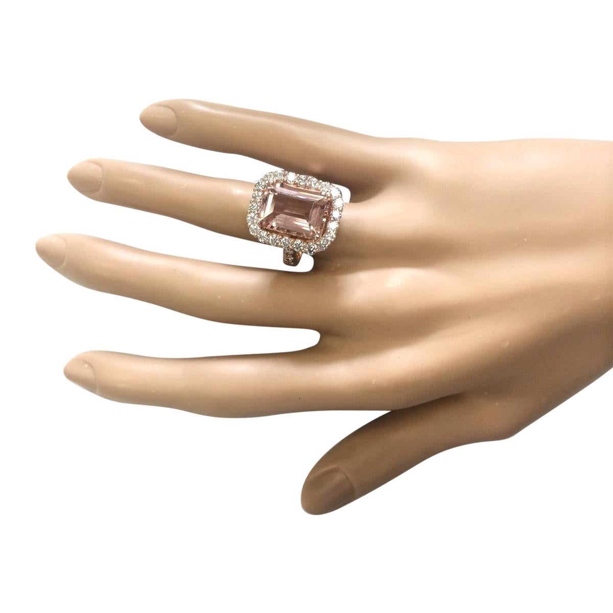 Natural Morganite 14 Karat Rose Gold Diamond Ring In New Condition For Sale In Manhattan Beach, CA