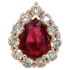 8.33 Carat Rubellite Diamond Halo Cocktail Ring