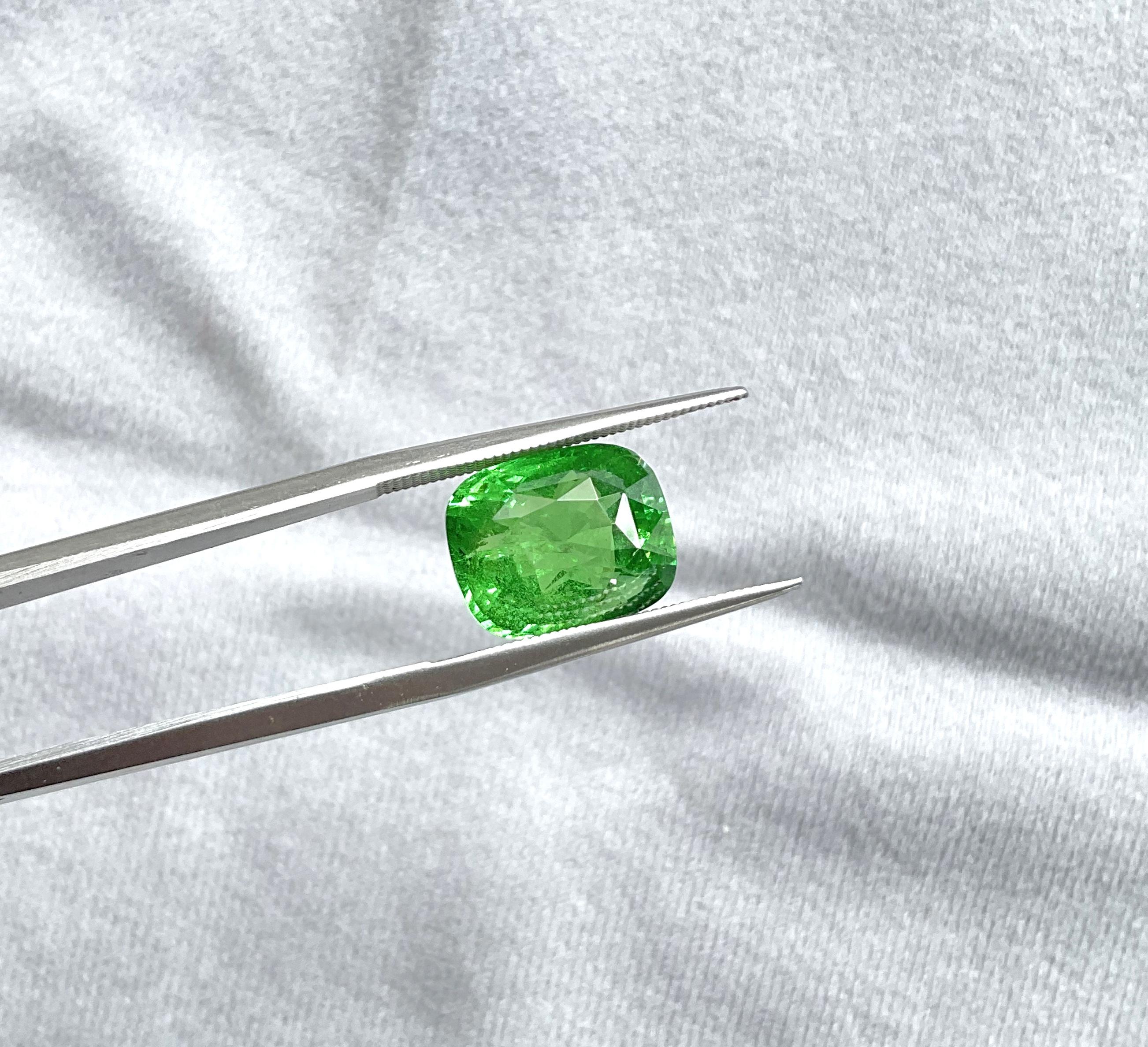 8.33 Carats Top Quality Tanzania Tsavorite Cutstone For Fine jewelry Natural Gem For Sale 3