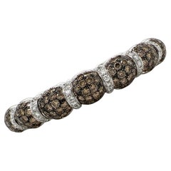 Bracelet jonc souple moderne italien en or blanc 18 carats avec diamants de 8,33 carats poids total