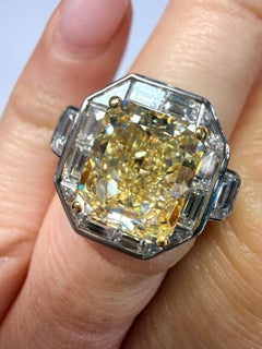Bague de fiançailles en platine de style Art déco, sertie d'un diamant de 8,33 carats certifié GIA, taille « Radiant »