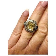 Anillo de compromiso de platino con diamante de 8,33 ct, corte radiante certificado por el GIA, estilo art déco