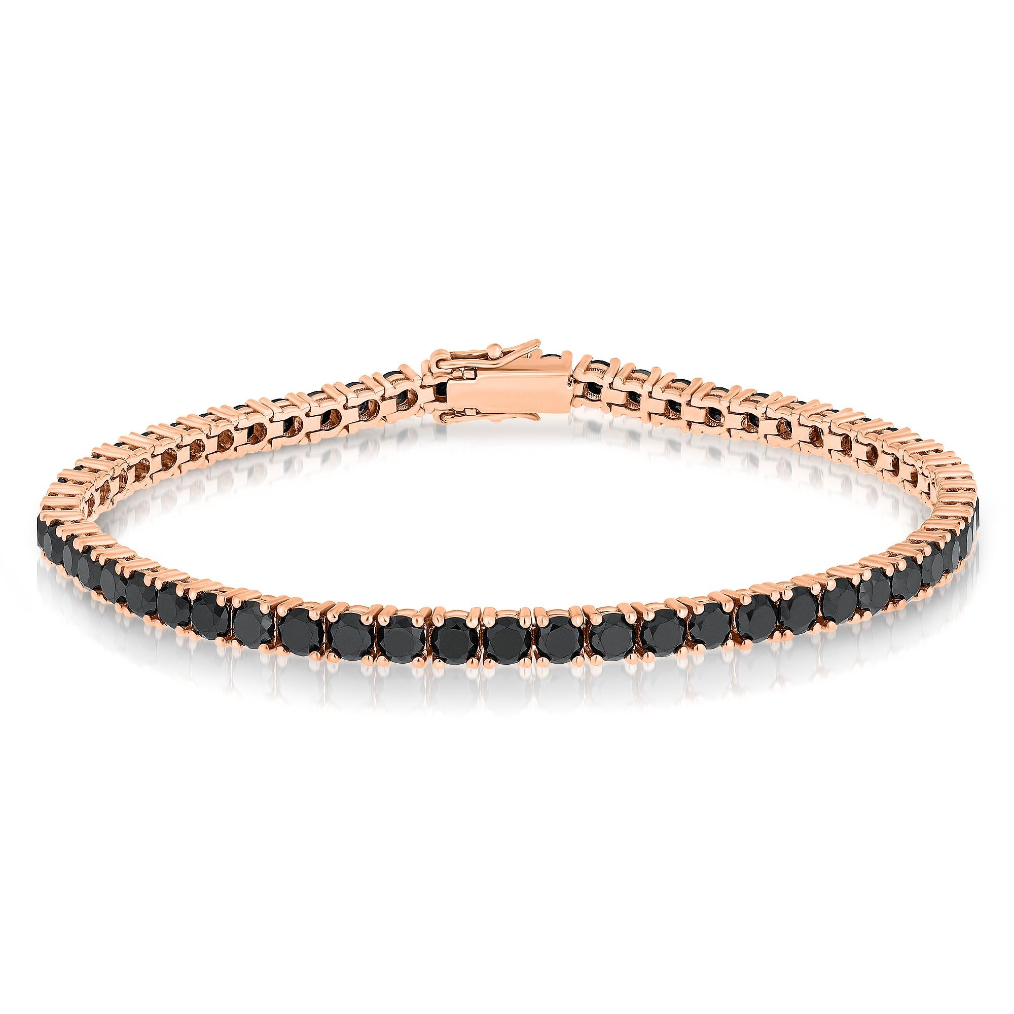 Entrancing tennis bracelet in rose gold with black diamonds total weight 8.34 carat


