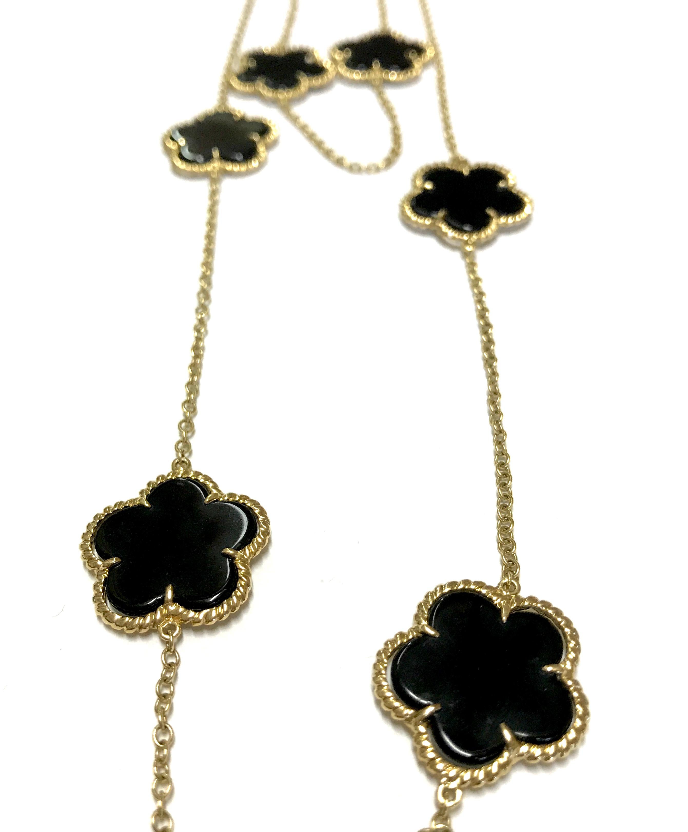 black onyx clover necklace