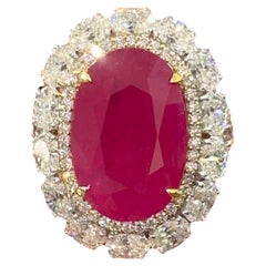8.34 Carat Burma Ruby & Diamond 18K Gold Ring