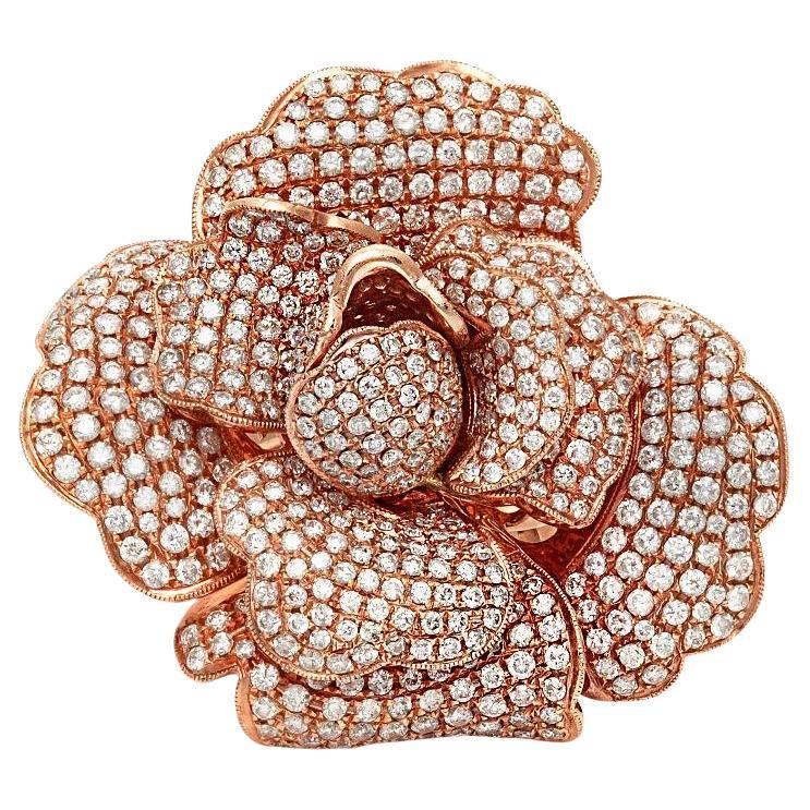 8.34 Carat Diamond Rose Flower Ring Pendant For Sale