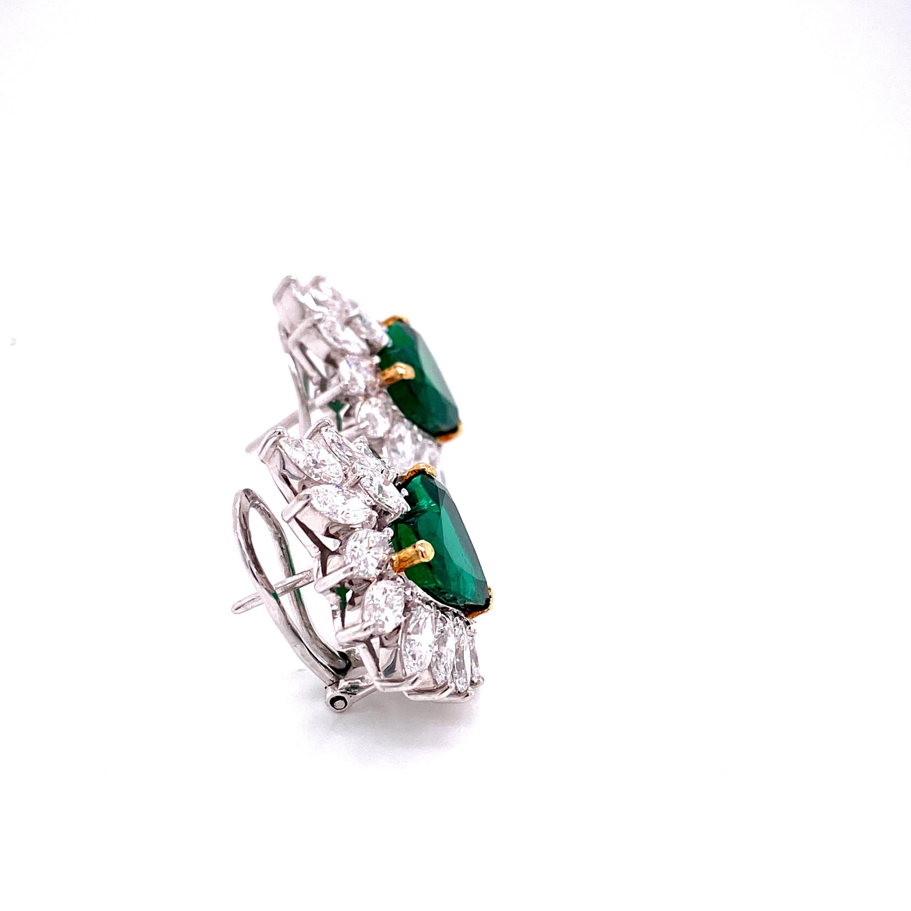 8,34 Karat Gubelin zertifizierte herzförmige Smaragd- und weiße Diamant-Ohrringe (Zeitgenössisch) im Angebot