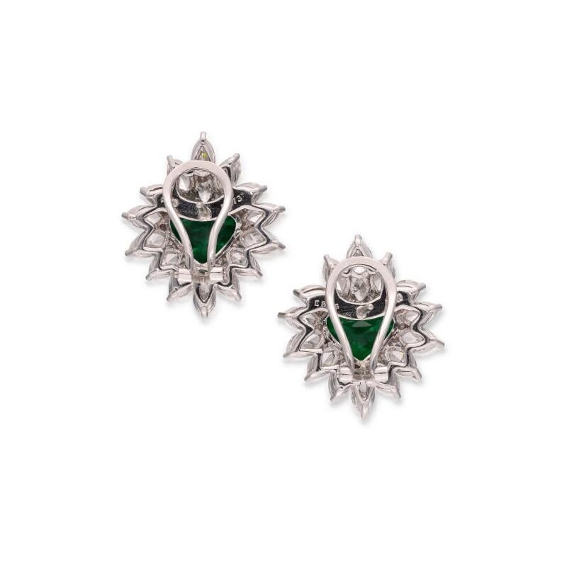 Orecchini con smeraldo e diamante bianco a forma di cuore da 8,34 carati certificati da Gubelin in vendita 2