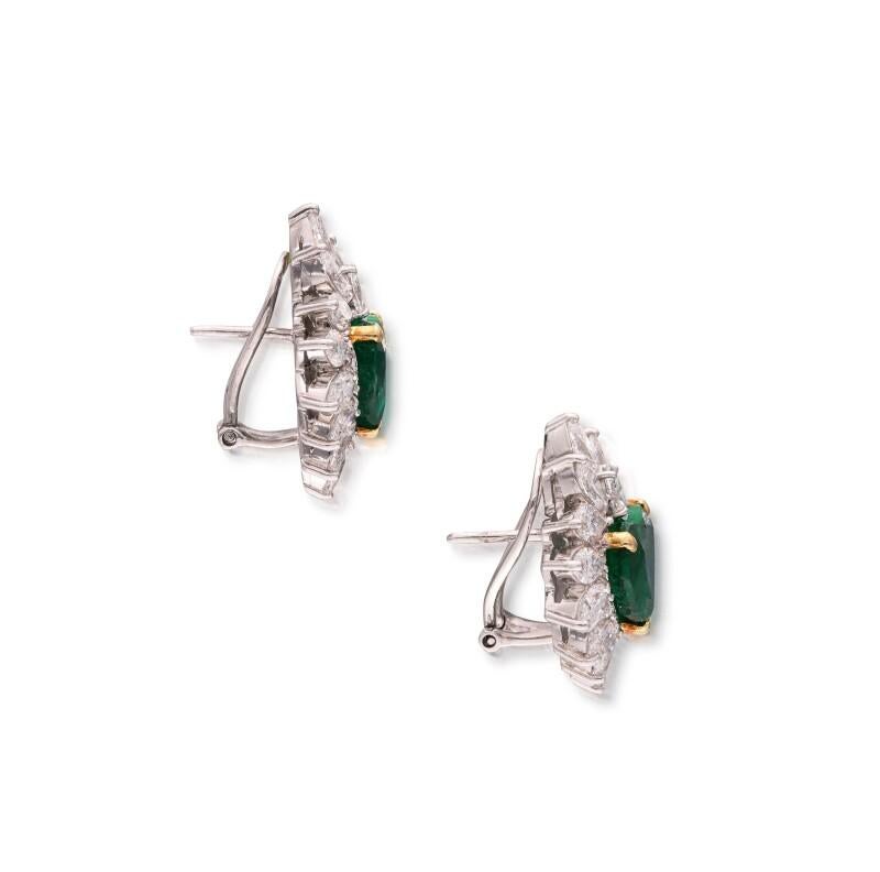 Orecchini con smeraldo e diamante bianco a forma di cuore da 8,34 carati certificati da Gubelin in vendita 3