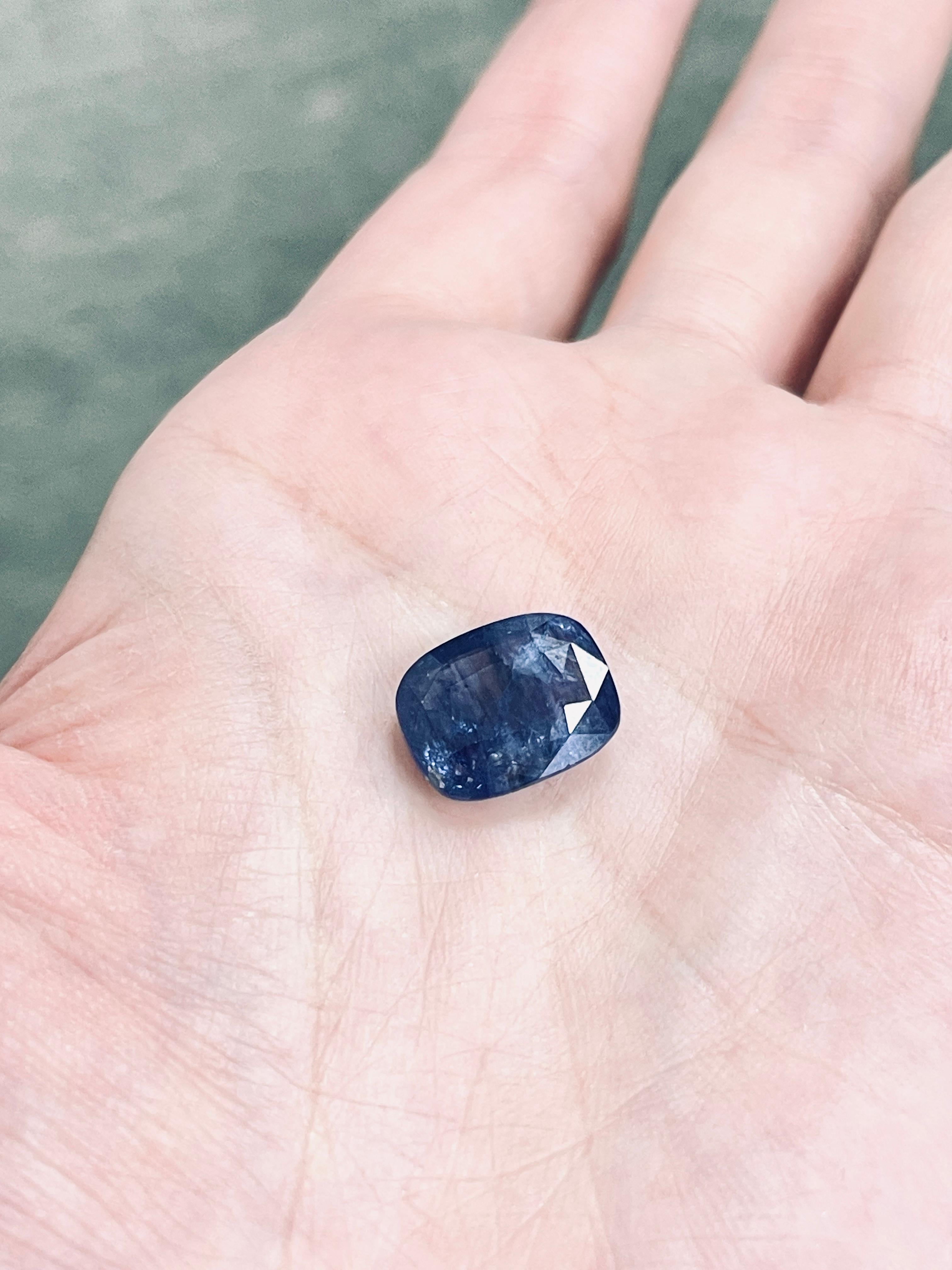 8.34 Carats Natural Royal Blue Sapphire Cushion Cut Loose Gem In New Condition In Great Neck, NY
