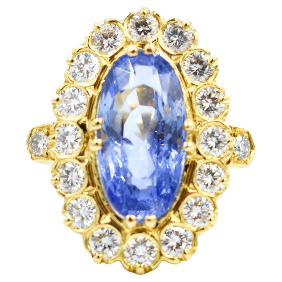 8.34 ct Ceylon No Heat Gem PARIS 2ct Diamond Gold Ring