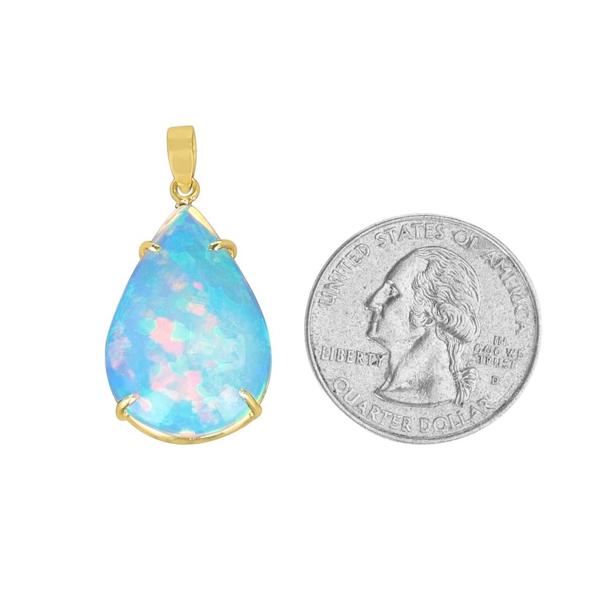 An 8.34 ct. Pear Shape Opal Pendant made in 18 Karat Yellow Gold. 