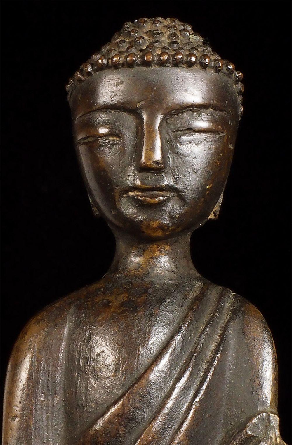 I present to you an impressive Possibly Korean Buddha. Exceptionally rare, I cannot find any comps, so I cannot be sure of origin- I will say that  I do not believe it is later than 14/15thC based on my handling many Buddhas over 30+ years, and its