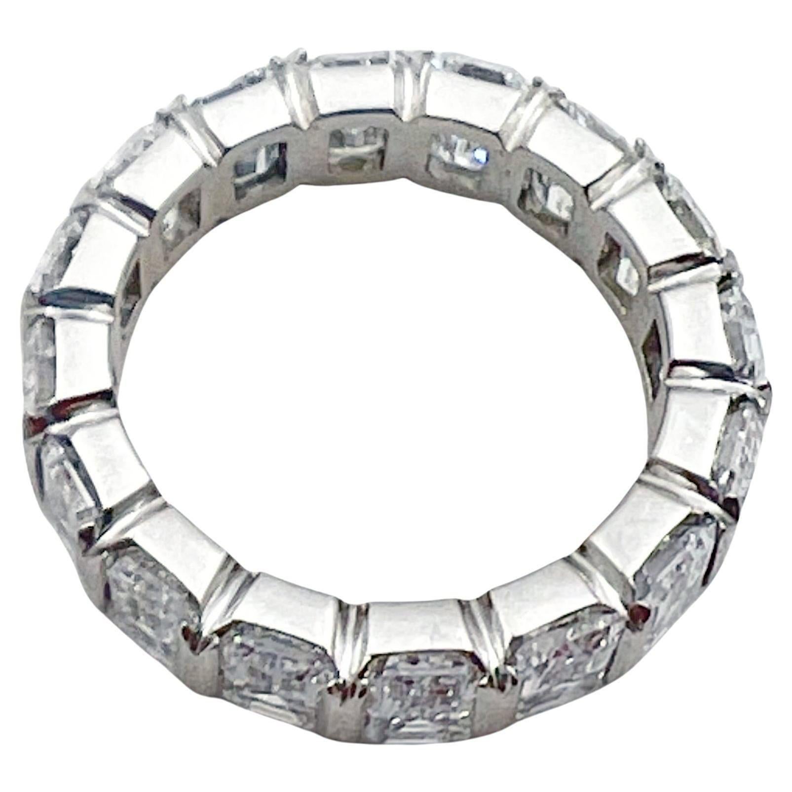 Emerald Cut 8.35 Carat Emerald-Cut Diamond Eternity Band For Sale