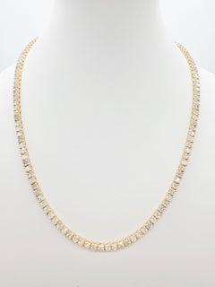 8.35 Carat Natural Diamond Tennis Necklace in 14K Yellow Gold 16"