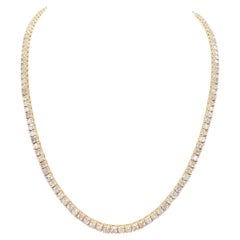 8.35 Carat Natural Diamond Tennis Necklace in 14K Yellow Gold 16"