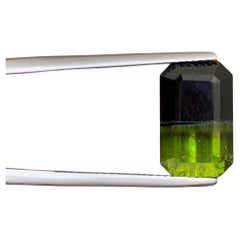 8.35 Carat Natural Loose Bi Color Tourmaline Emerald Cut Pakistan Gemstone