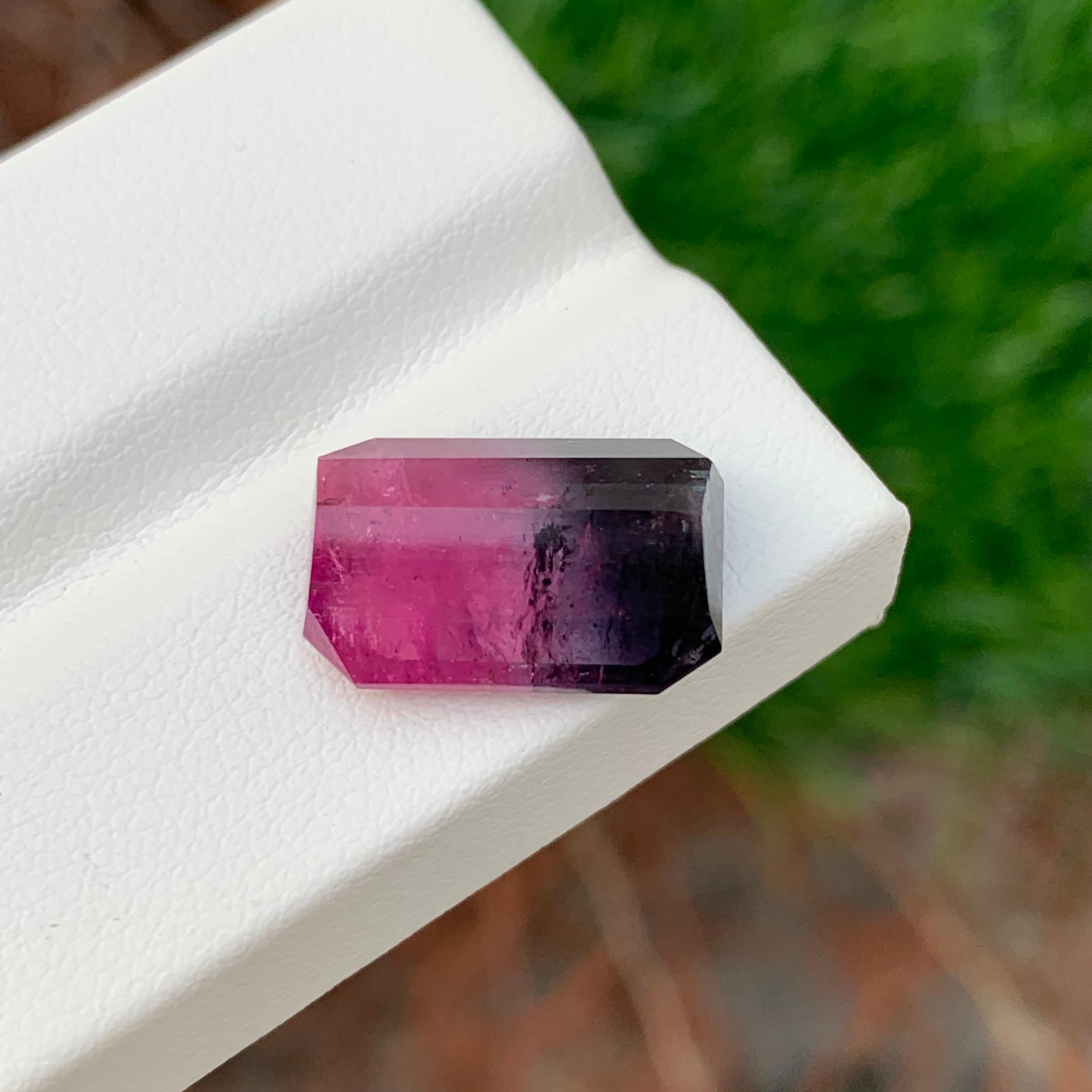 8.35 Carat Natural Loose Bi Colour Tourmaline Emerald Shape Gemstone For Sale 4