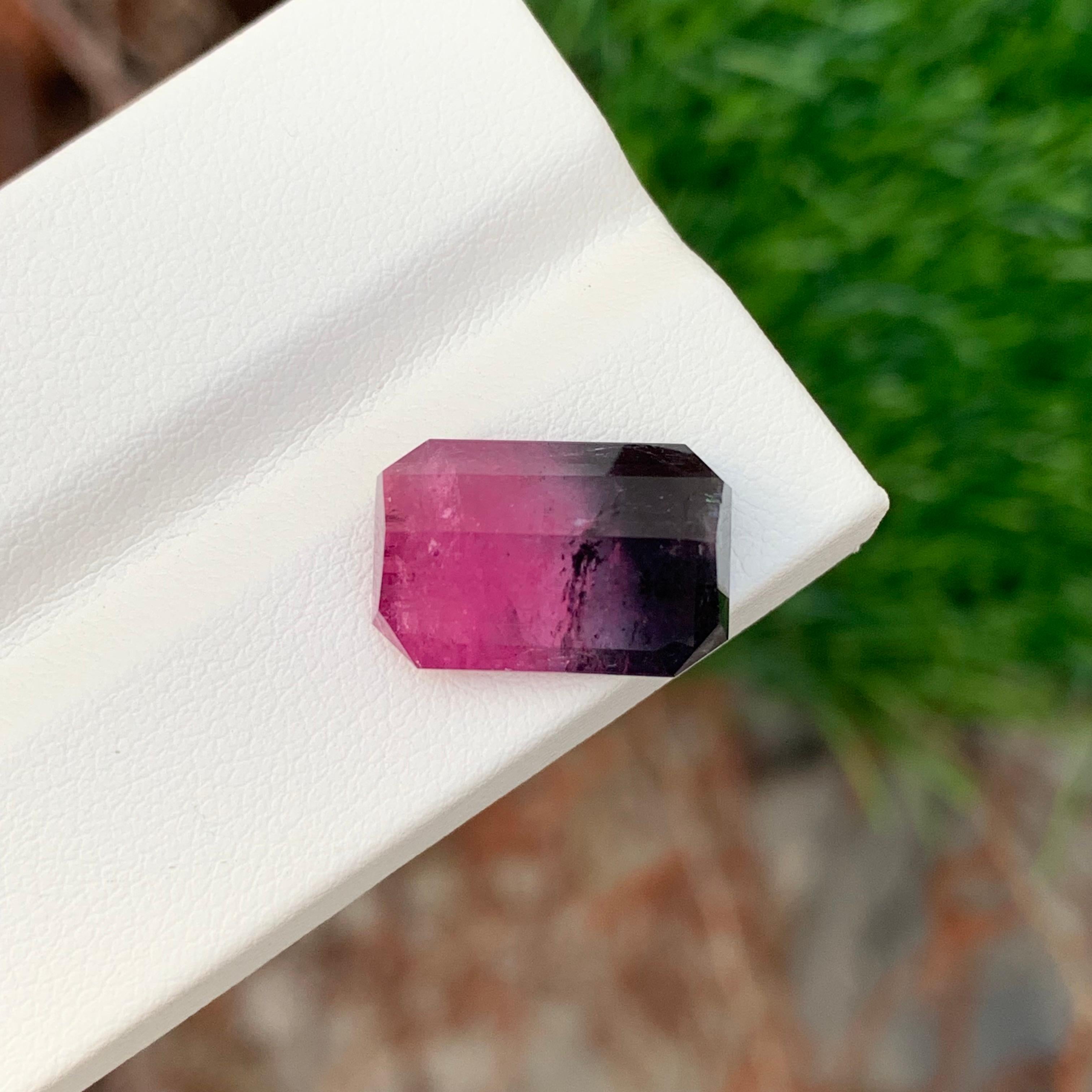 8.35 Carat Natural Loose Bi Colour Tourmaline Emerald Shape Gemstone For Sale 5