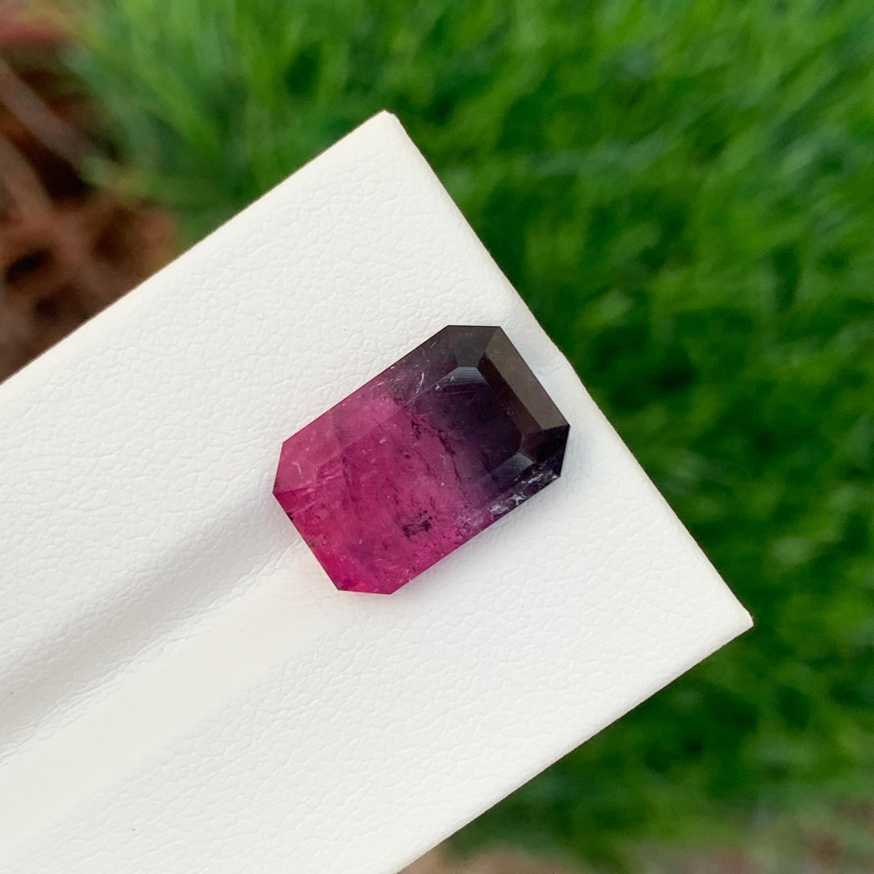 Emerald Cut 8.35 Carat Natural Loose Bi Colour Tourmaline Emerald Shape Gemstone For Sale