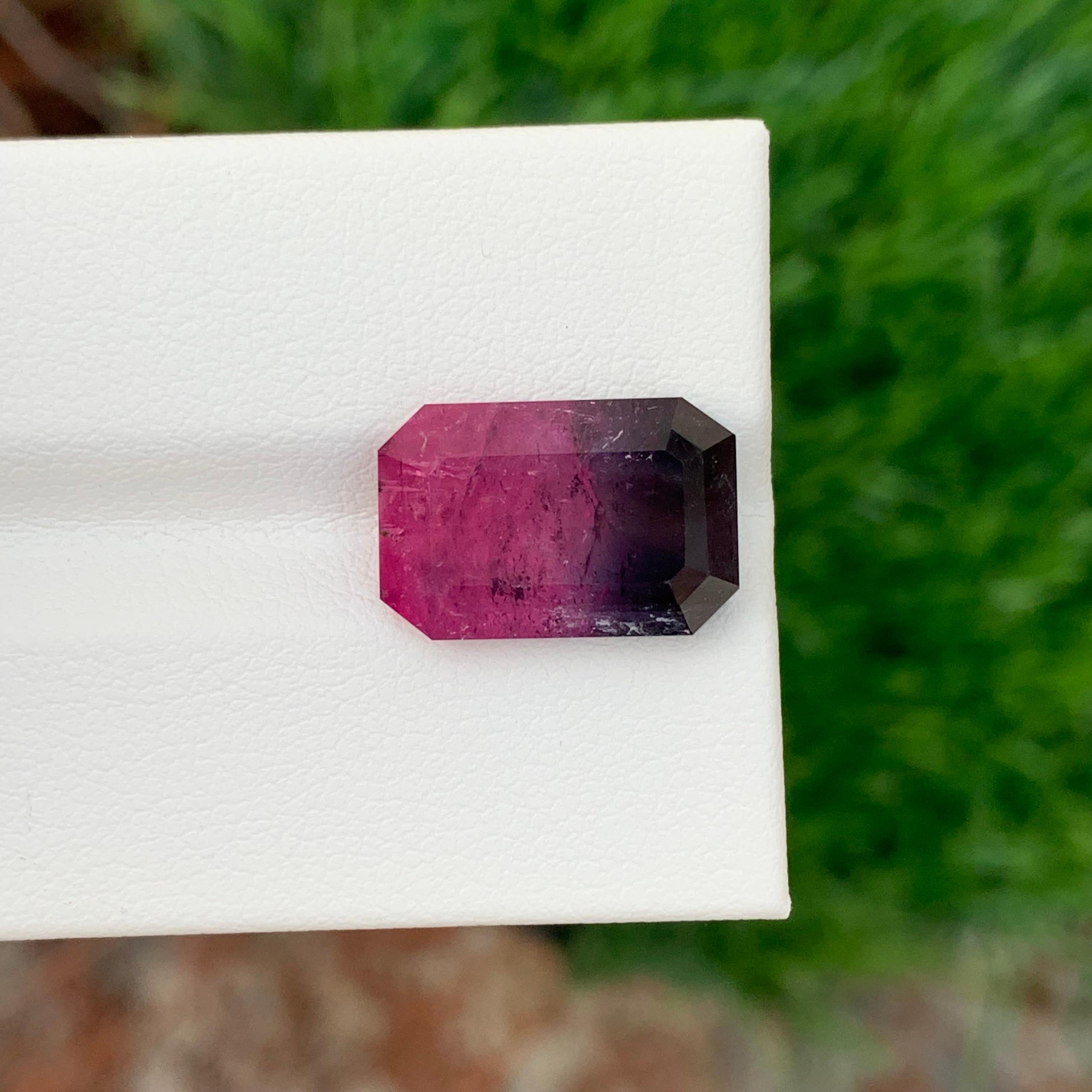 8.35 Carat Natural Loose Bi Colour Tourmaline Emerald Shape Gemstone For Sale 2
