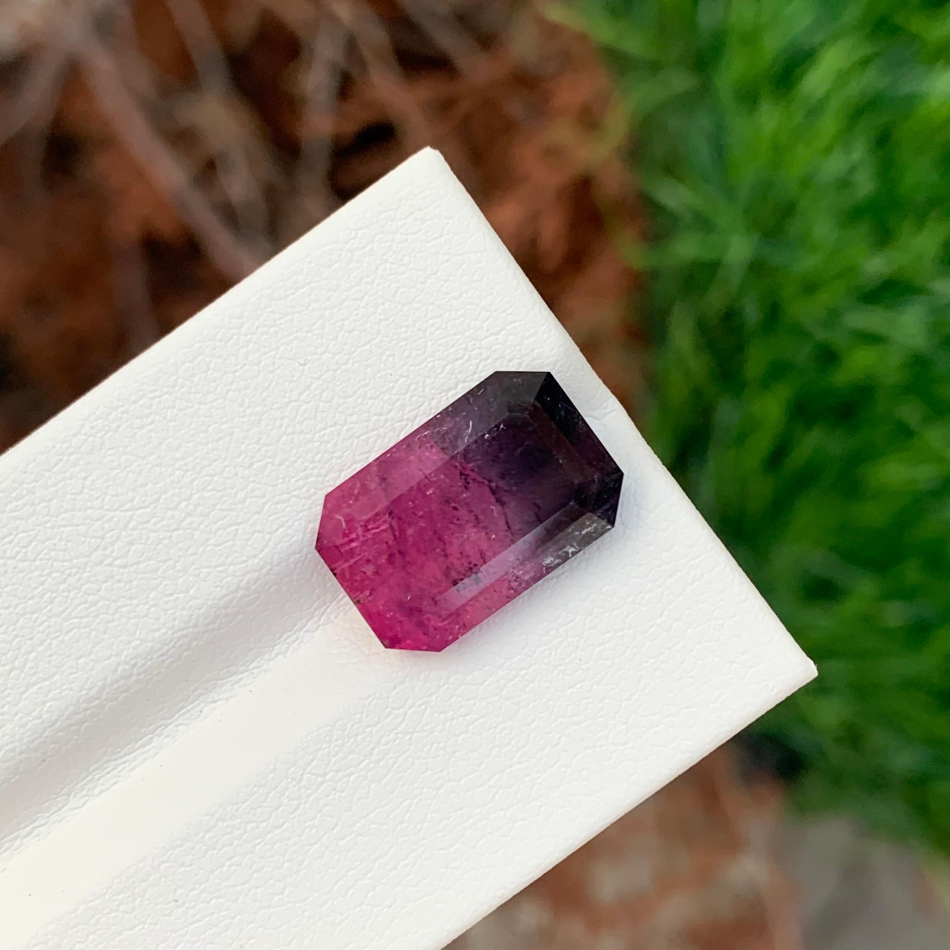 8.35 Carat Natural Loose Bi Colour Tourmaline Emerald Shape Gemstone For Sale 3