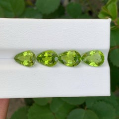 8.35 Carat Natural Loose Green Peridot 4 Piece Pear Shape Pakistani Gemstones