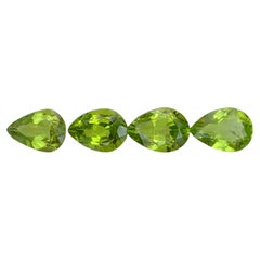 8.35 Carat Natural Loose Green Peridot 4 Piece Pear Shape Pakistani Gemstones