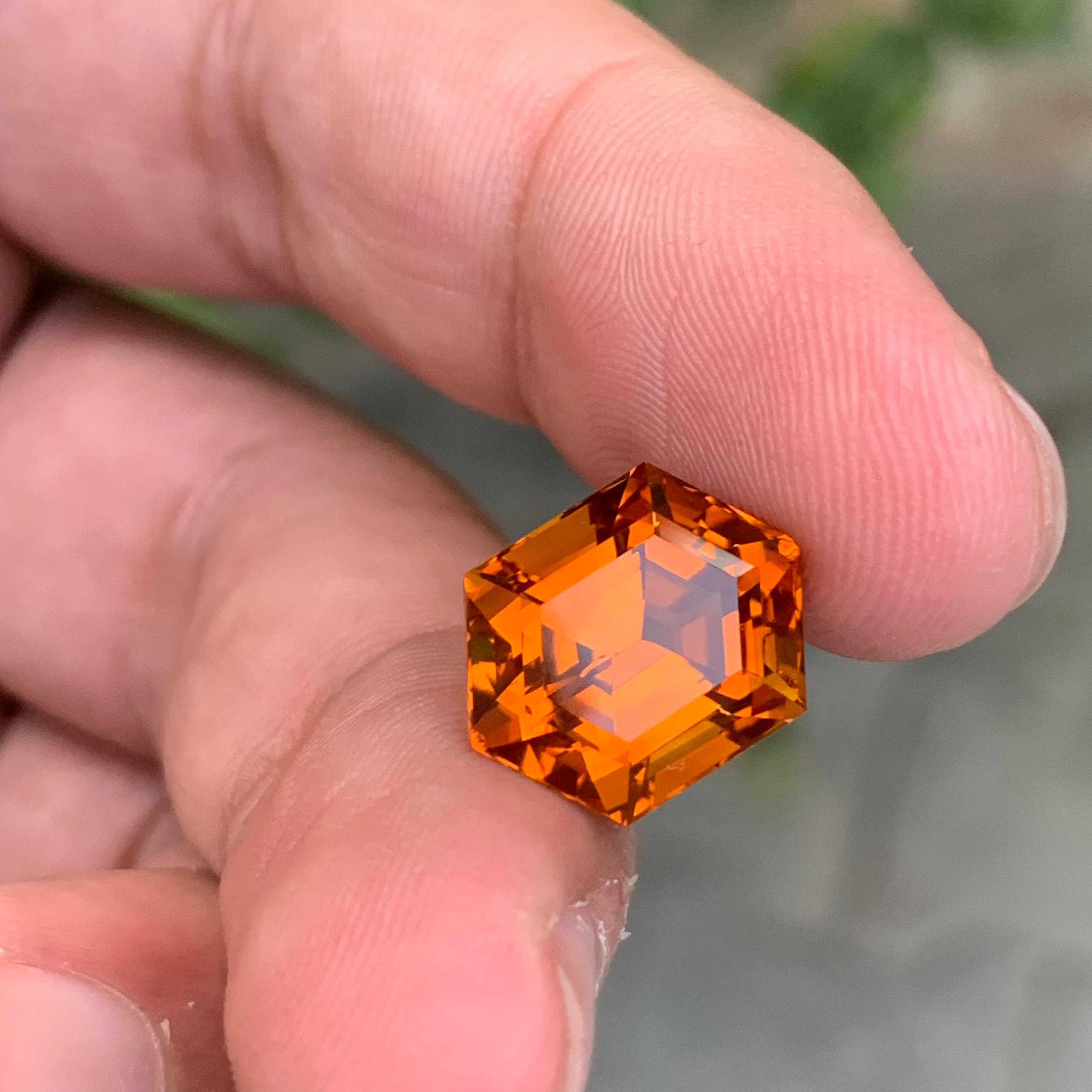 da uomo o donna 8,35 Carati di Citrino di Madeira naturale sfuso a forma di esagono in vendita
