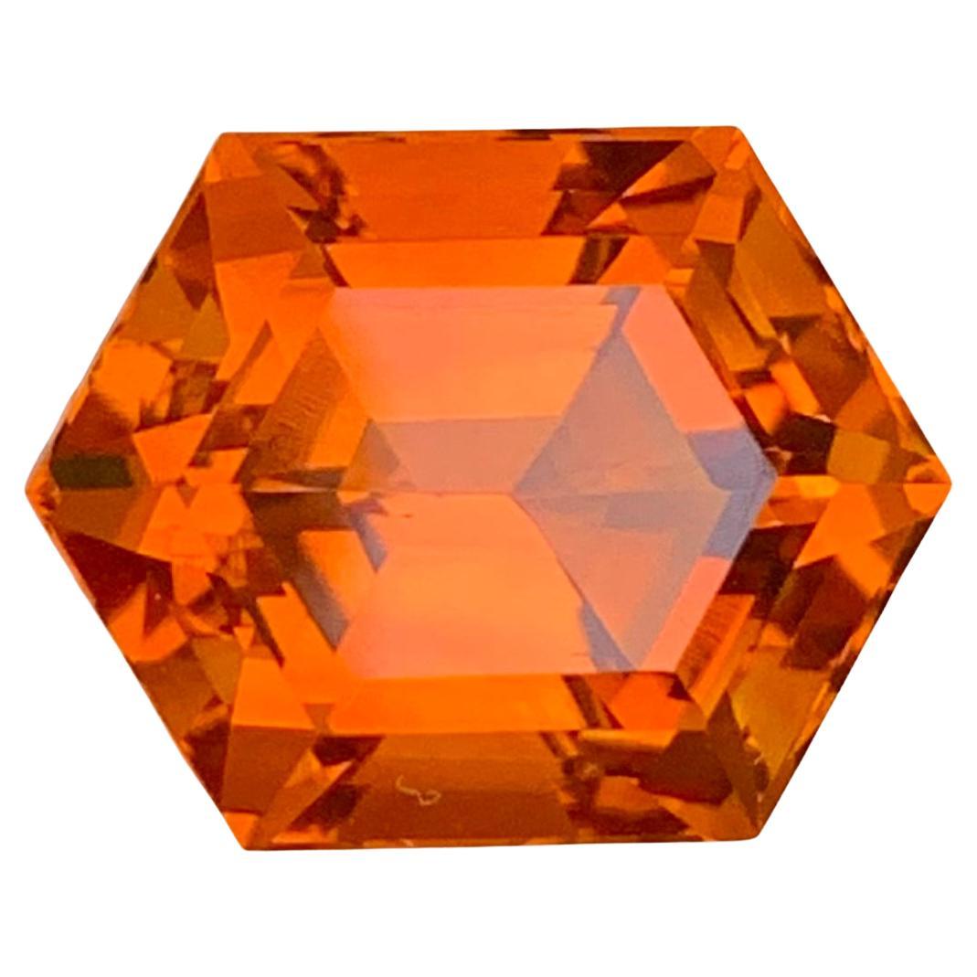 8.35 Carat Natural Loose Madeira Citrine Hexagon Shape Gem