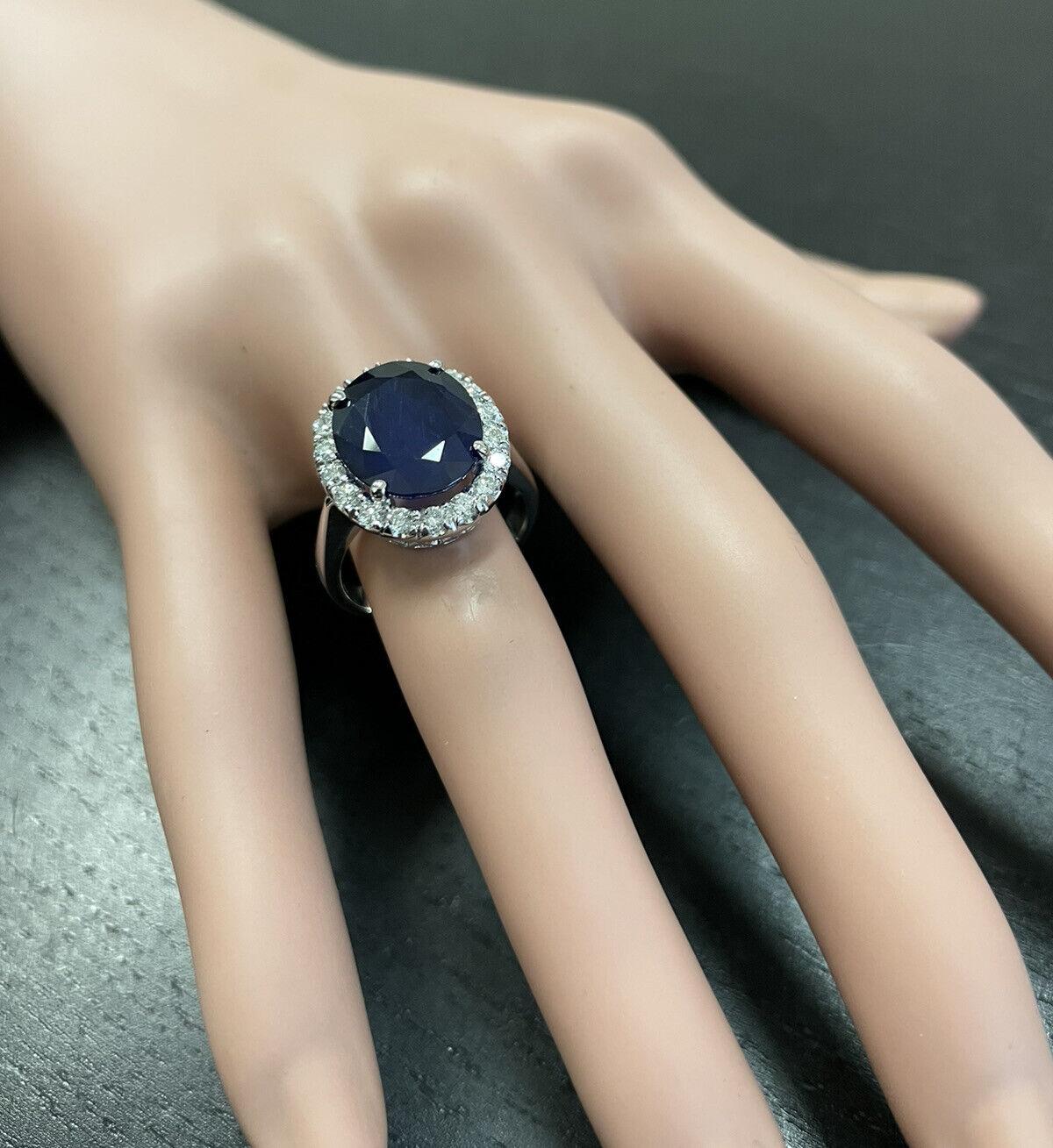 8.35 Carat Natural Sapphire and Diamond 14 Karat Solid White Gold Ring For Sale 2