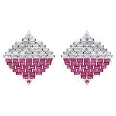 Orecchini con gemme di rubino da 8,35 carati Diamante SI/H da 6,47 carati Oro bianco 14 carati