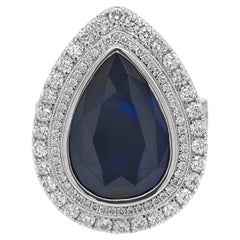 8.35 Carat Sapphire and White Diamond White Gold Ring