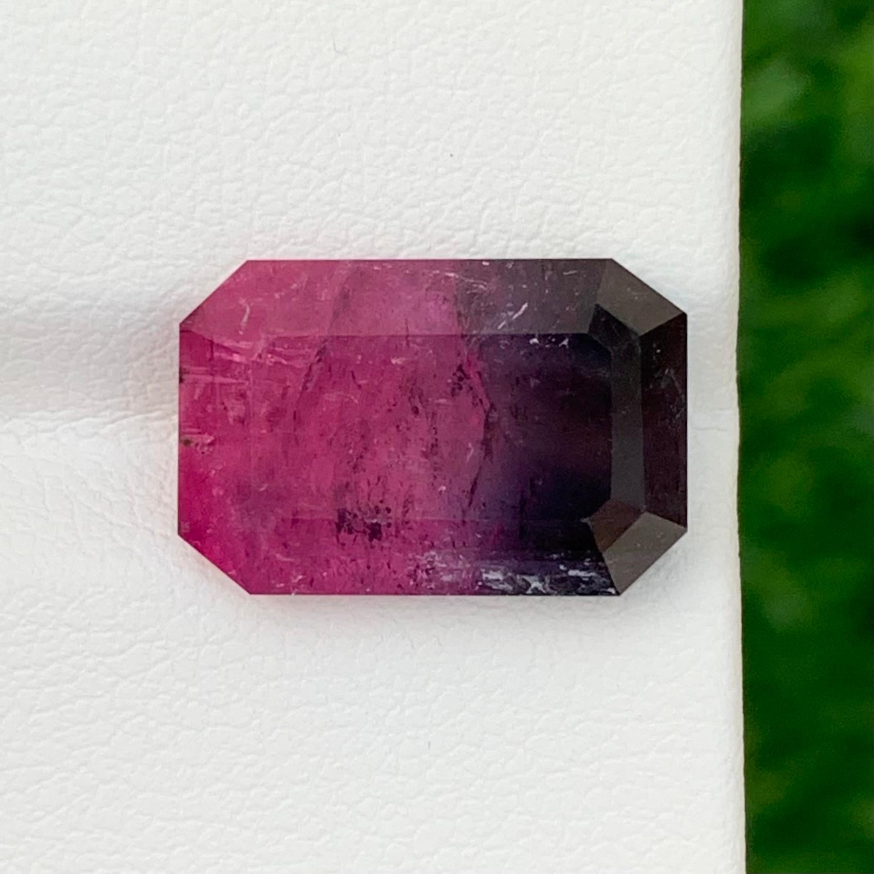 8.35 Carats Natural Loose Bicolour Tourmaline Gemstone Emerald Shape en vente 4