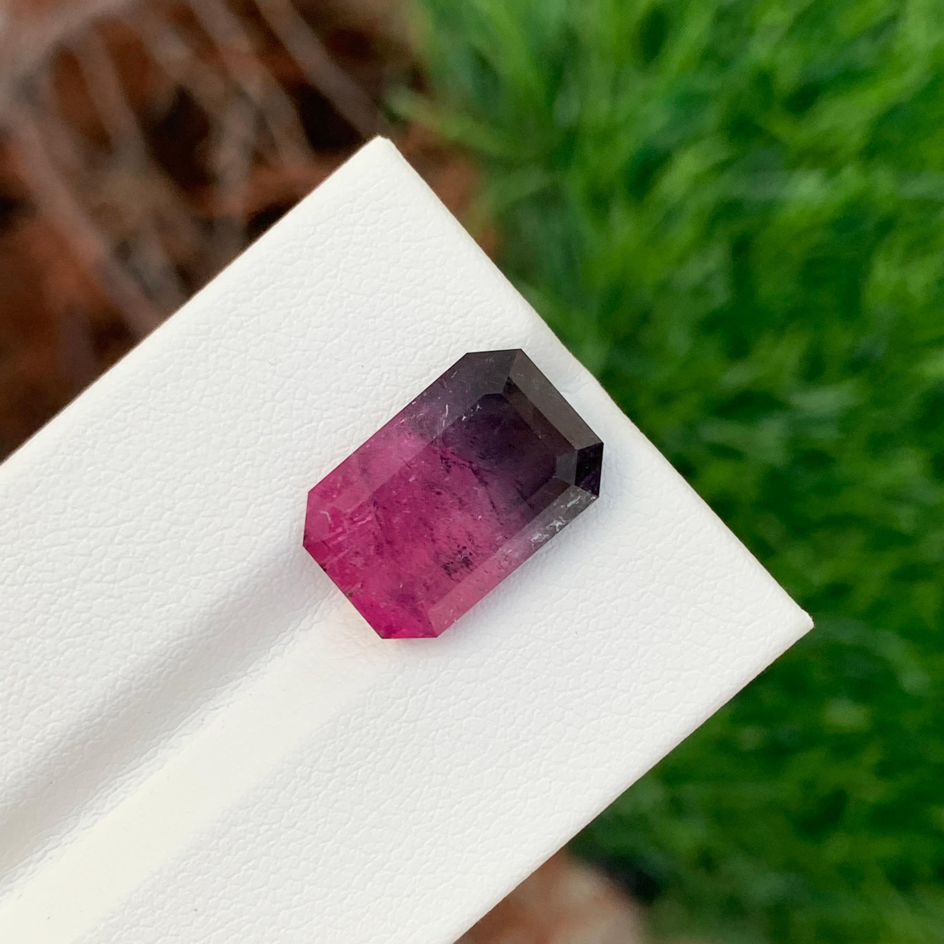 8.35 Carats Natural Loose Bicolour Tourmaline Gemstone Emerald Shape en vente 5