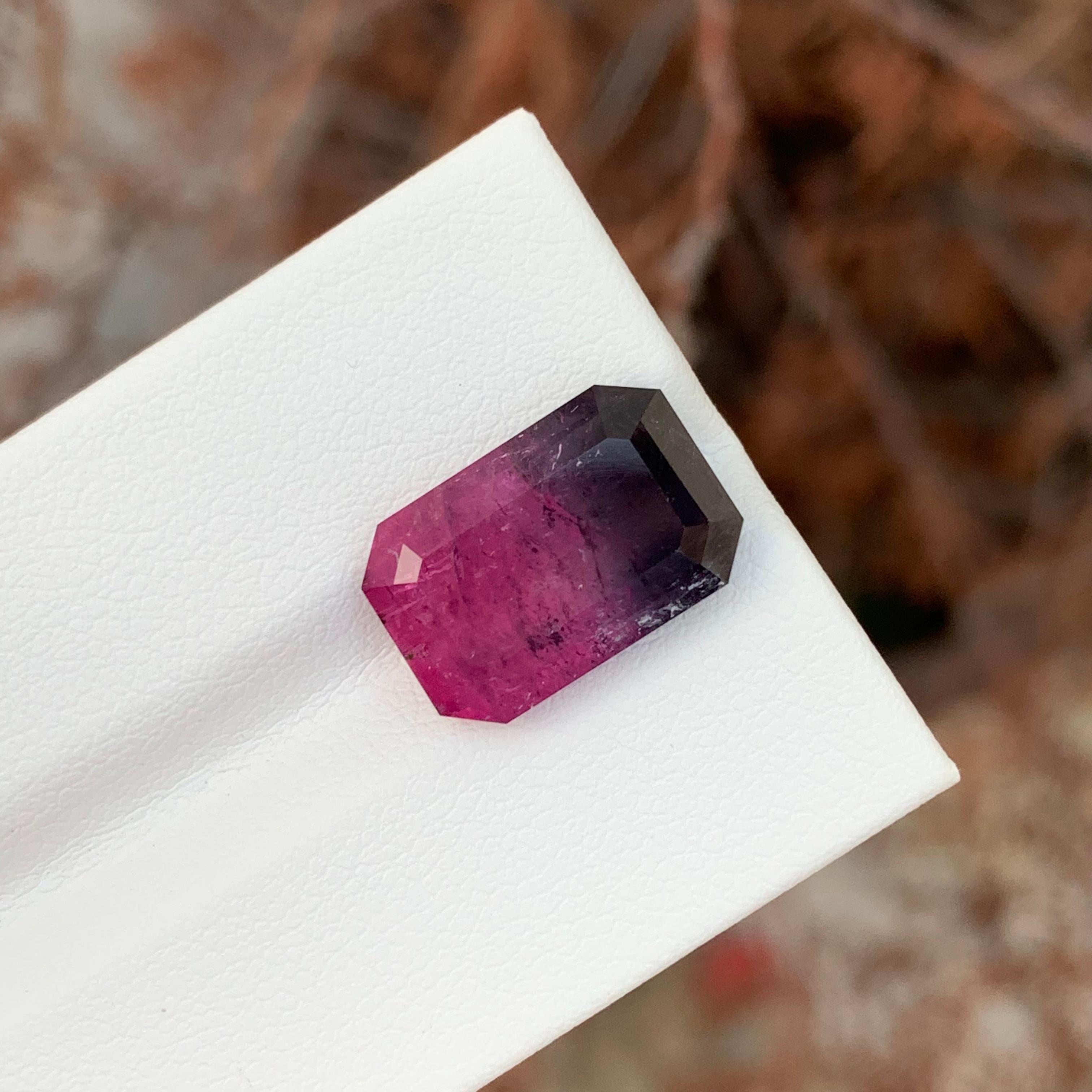 8.35 Carats Natural Loose Bicolour Tourmaline Gemstone Emerald Shape en vente 10