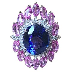 8.35 Carats, Natural Tanzanite 
Pink Sapphire Cocktail Ring