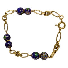 835 Golden Silver Bracelet with Cloisonne Beads