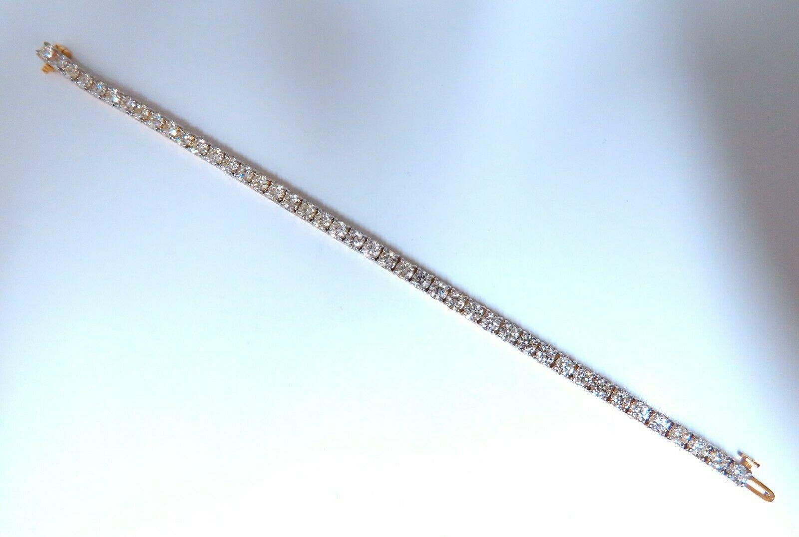 Taille ronde Bracelet tennis 14 carats avec diamants ronds brillants naturels de 8,35 carats en vente