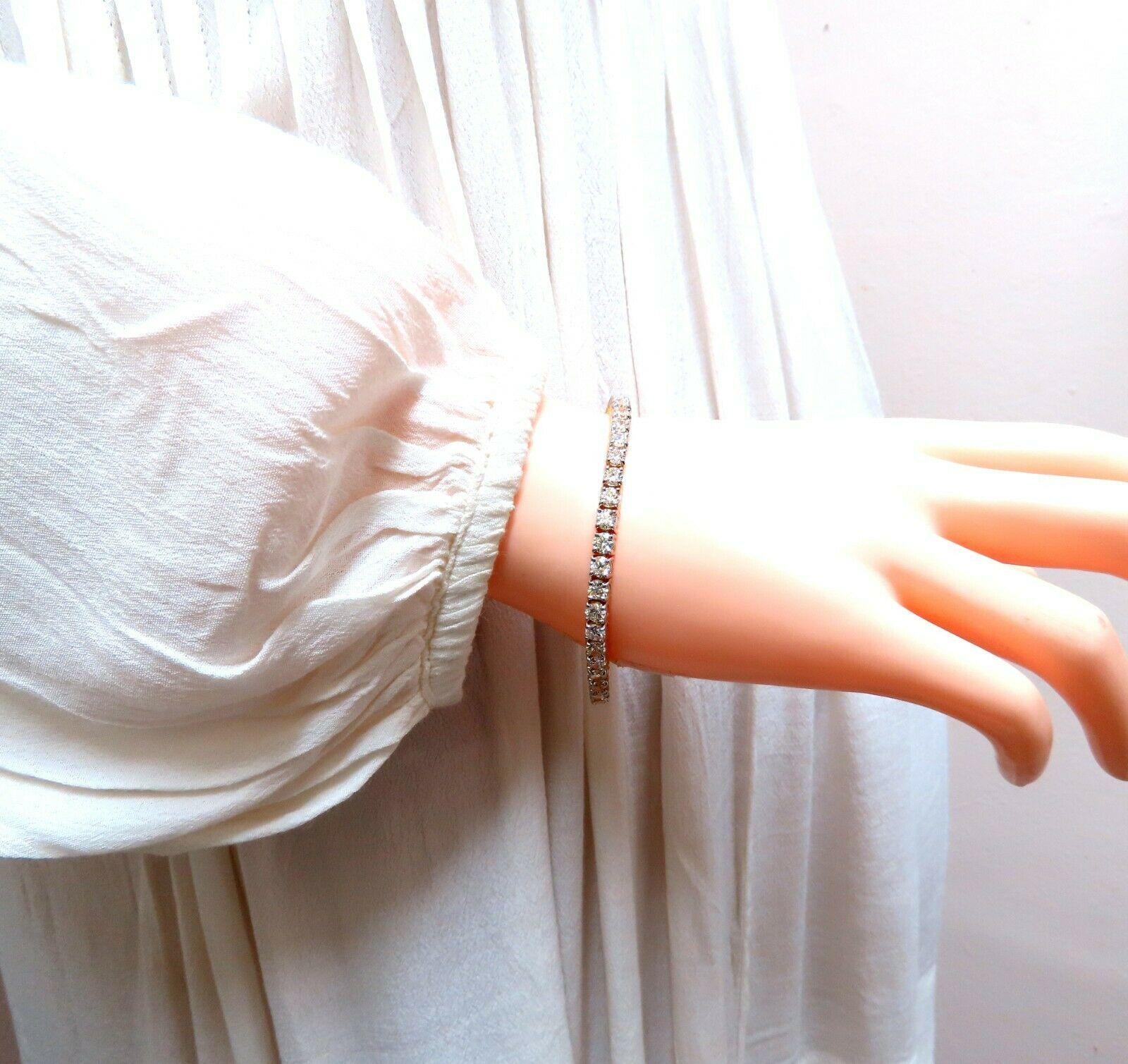 Bracelet tennis 14 carats avec diamants ronds brillants naturels de 8,35 carats Neuf - En vente à New York, NY