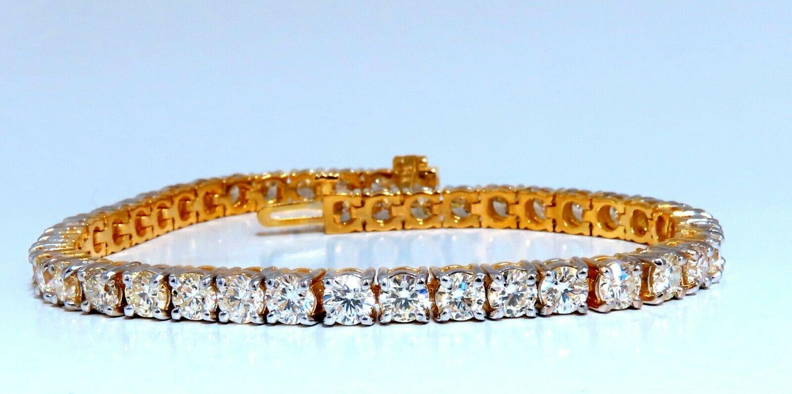 Bracelet tennis 14 carats avec diamants ronds brillants naturels de 8,35 carats Unisexe en vente