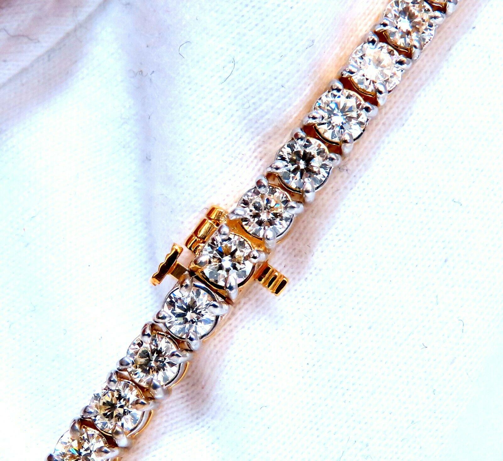 Bracelet tennis 14 carats avec diamants ronds brillants naturels de 8,35 carats en vente 2