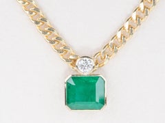 8.35ct Natural Zambian Emerald and Half Carat Lab Diamond Statement PendantR4713
