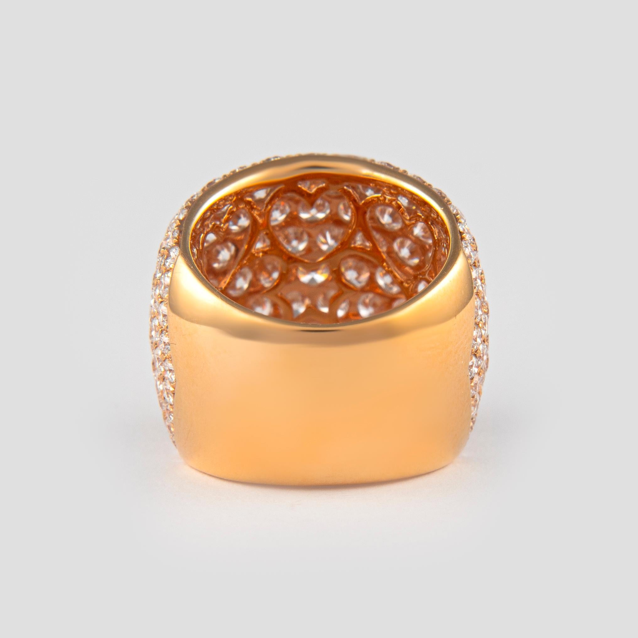 Modern 8.36 Carat Domed Pave Diamond Cocktail Ring 18 Karat Rose Gold