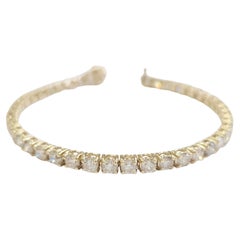 8.36 Carat Natural Diamond Tennis Bracelet 14 Karat Yellow Gold